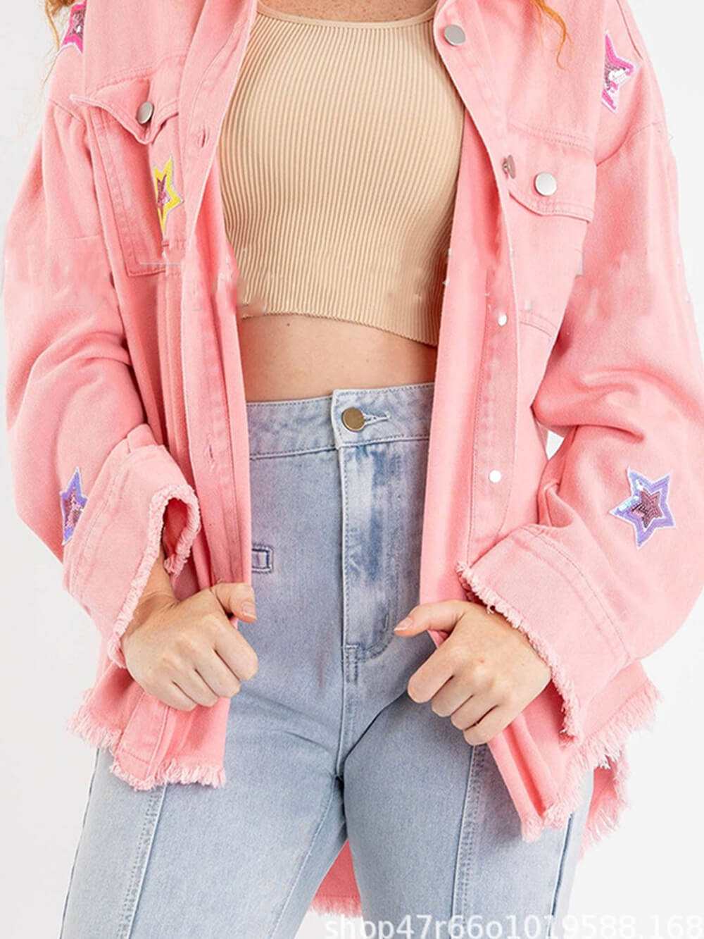 STAR DENIM PINK| CHAQUETA OVERSIZE CON BORDADOS