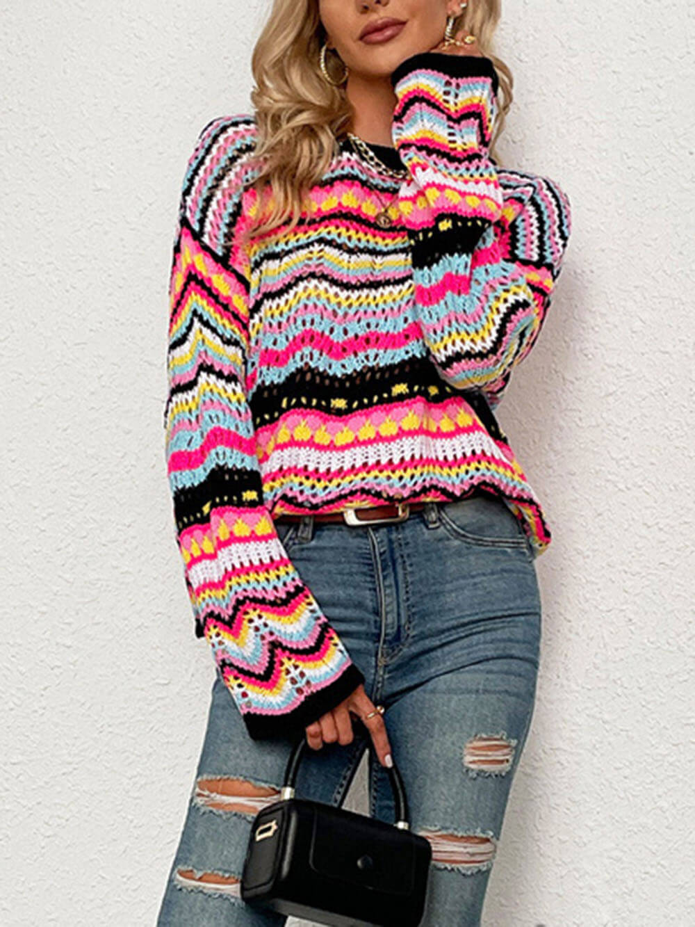 VIBES| JERSEY DE PUNTO MULTICOLOR EN TENDENCIA