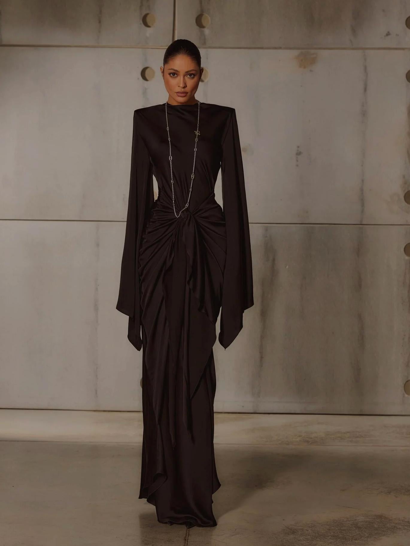 NECK DRAMATIC MAXI DRESS