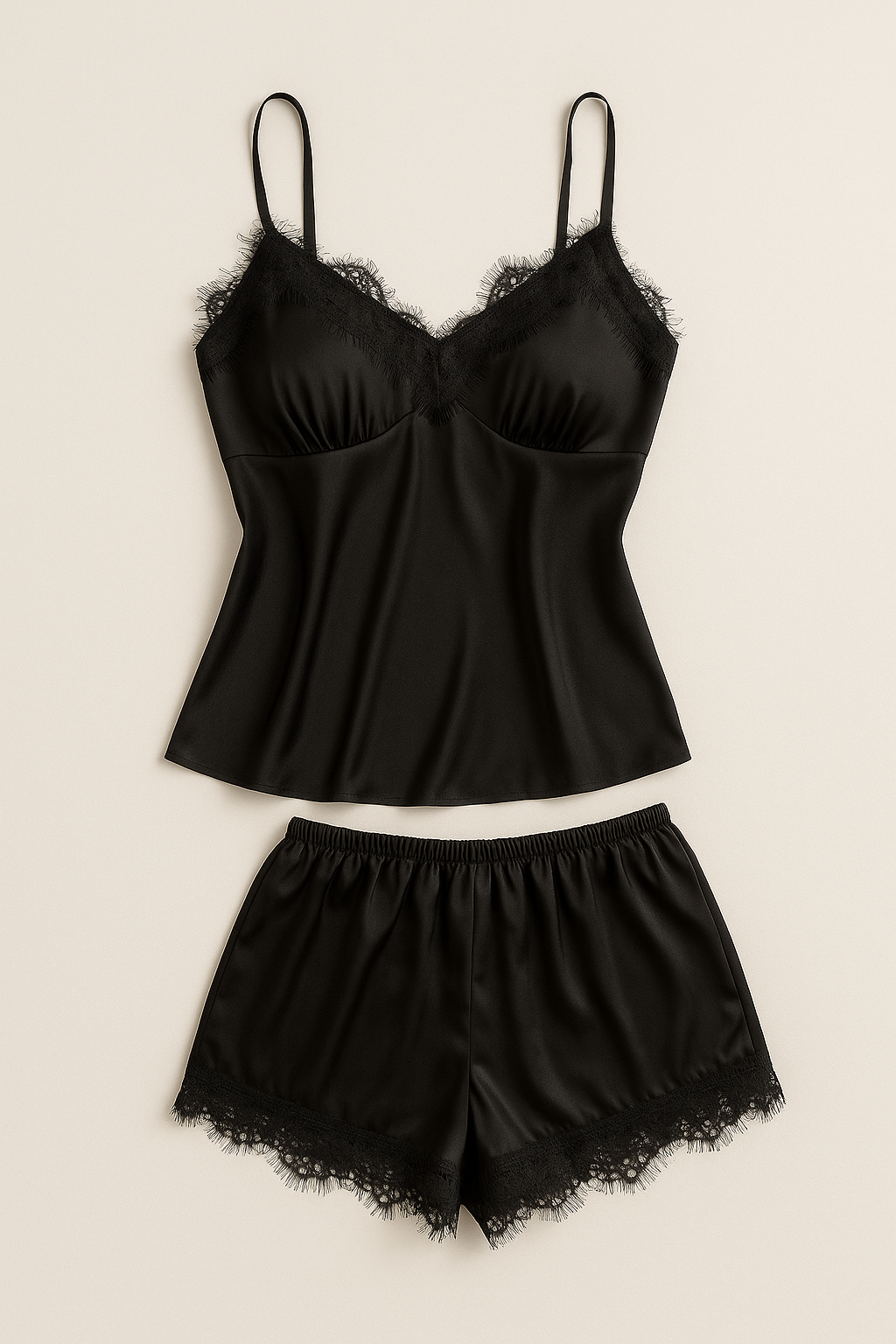 MIDNIGHT | CONJUNTO SATINADO CON ENCAJE SUAVE