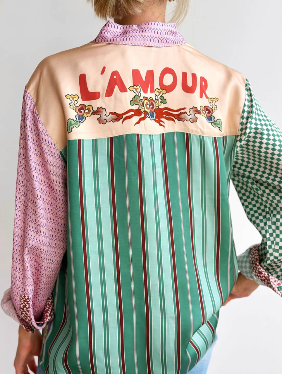 ORIENTAL |CAMISA SATINADA ESTAMPADA RETRO