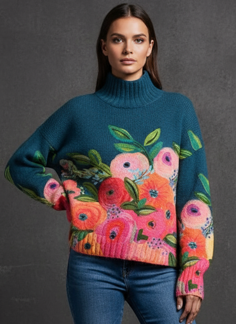 JERSEY CUELLO ALTO FLORAL