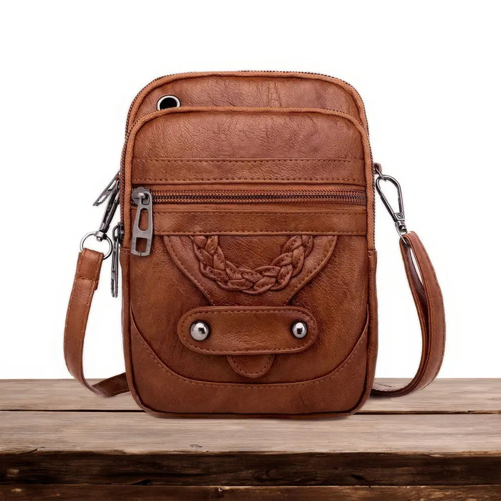 BOLSO RIÑONERA DE PIEL MARRÓN