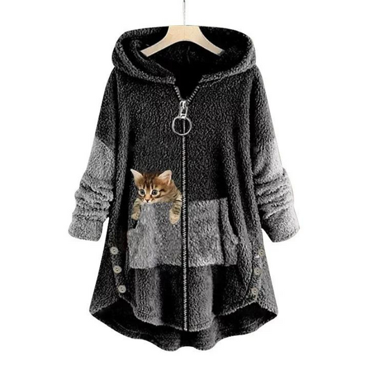 VANDA | CHAQUETA DE PELITO ESTAMPADO DE GATO