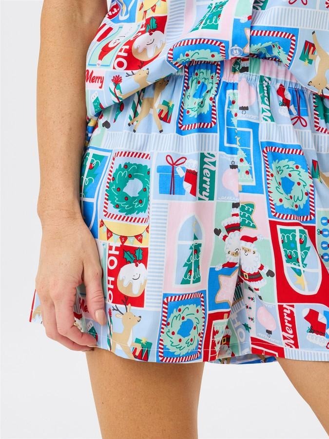 CHRISTMAS JOY | PIJAMA ESTAMPADO CORTO AZUL FESTIVO