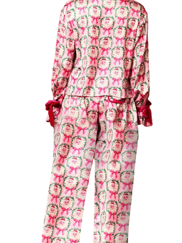 HOLIDAY CHIC | PIJAMA SATINADO ROSA Y ROJO