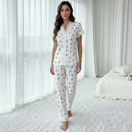 CHERRY DREAMS | PIJAMA SUAVE CON ENCAJE