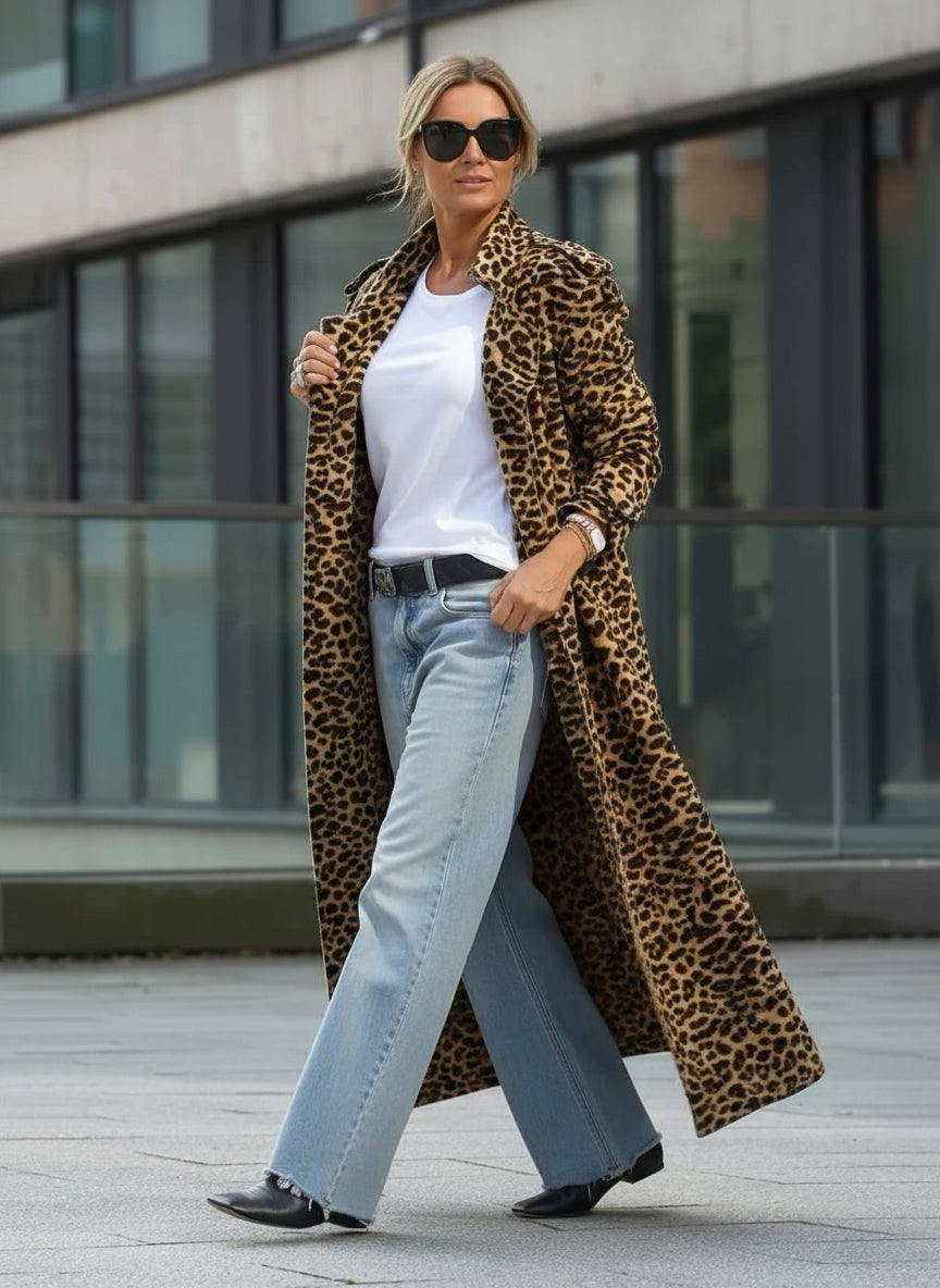WILD LONG| ABRIGO LARGO DE LEOPARDO ELEGANTE