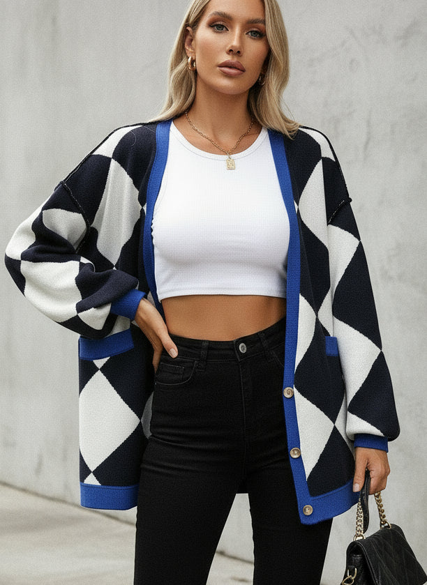 CARDIGAN ROYAL CHECK