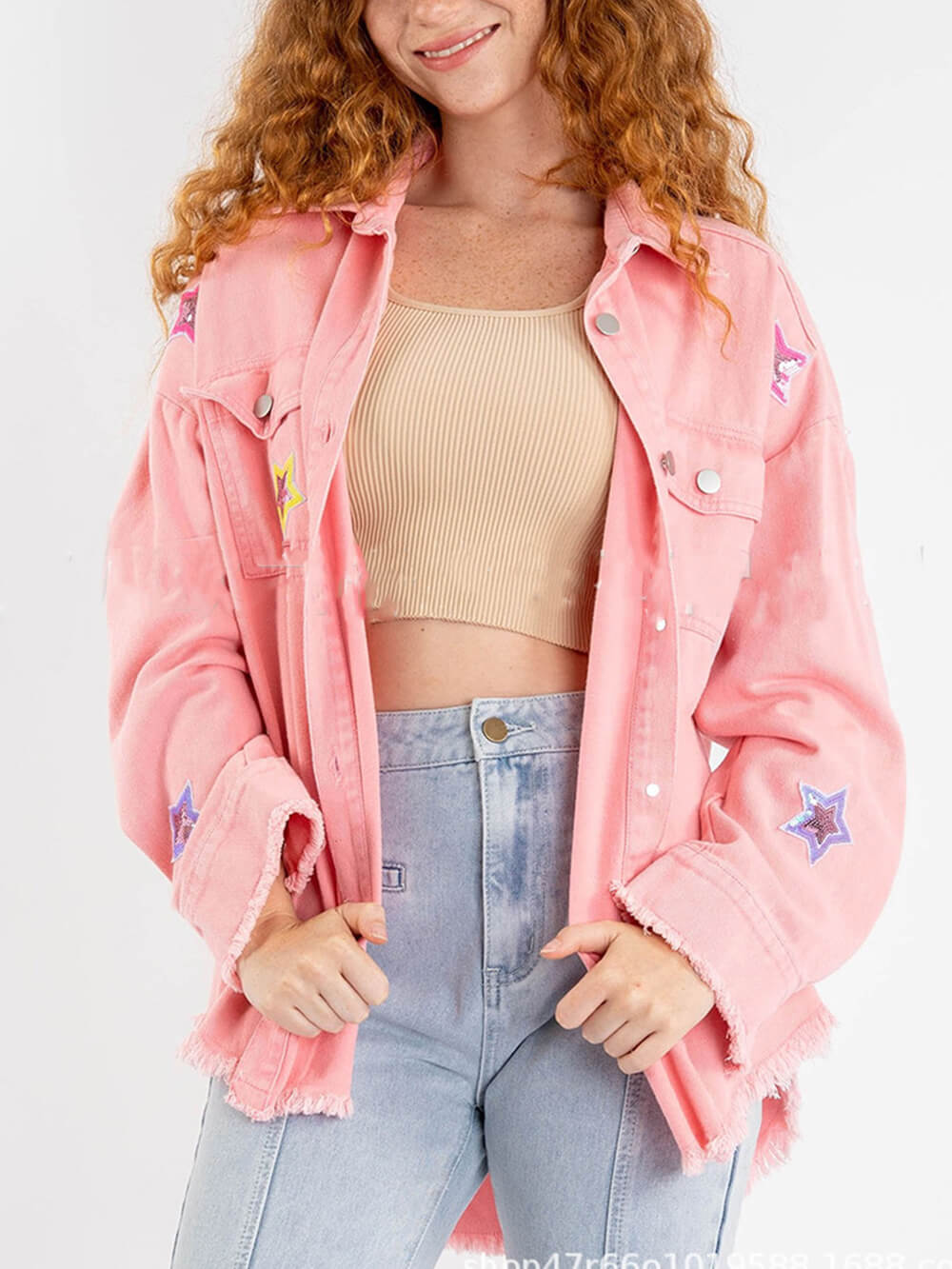 STAR DENIM PINK| CHAQUETA OVERSIZE CON BORDADOS