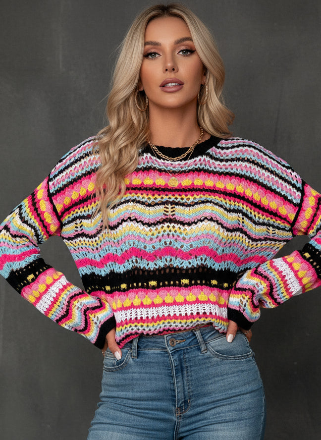 VIBES| JERSEY DE PUNTO MULTICOLOR EN TENDENCIA