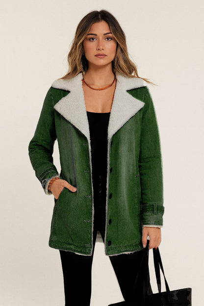 DILIANE | CHAQUETA OLIVIA CREATION CON BORREGUITO INTERIOR