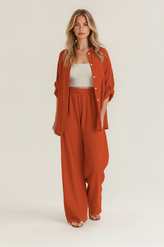 LEONIDA | CONJUNTO DE CAMISA OVERSIZE LINO