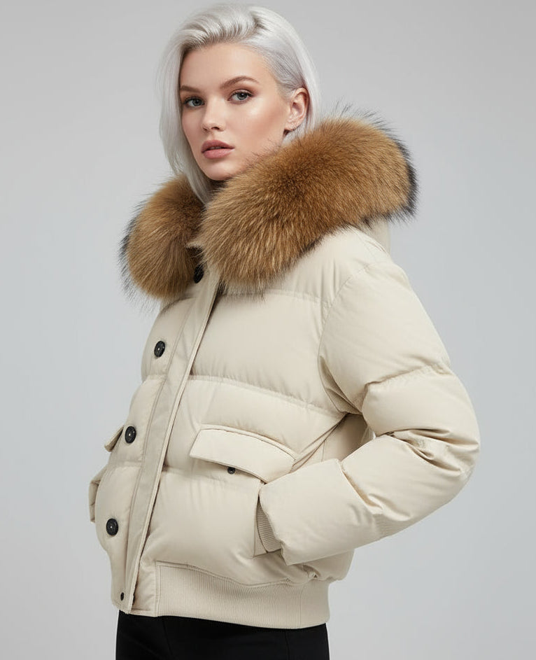 WILLOW | CHAQUETA ACOLCHADA PREMIUM CON CAPUCHA DE PELO