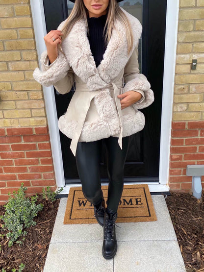 BERNA | ABRIGO CUERO VEGANO CON PELO