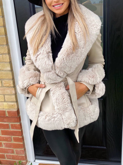 BERNA | ABRIGO CUERO VEGANO CON PELO