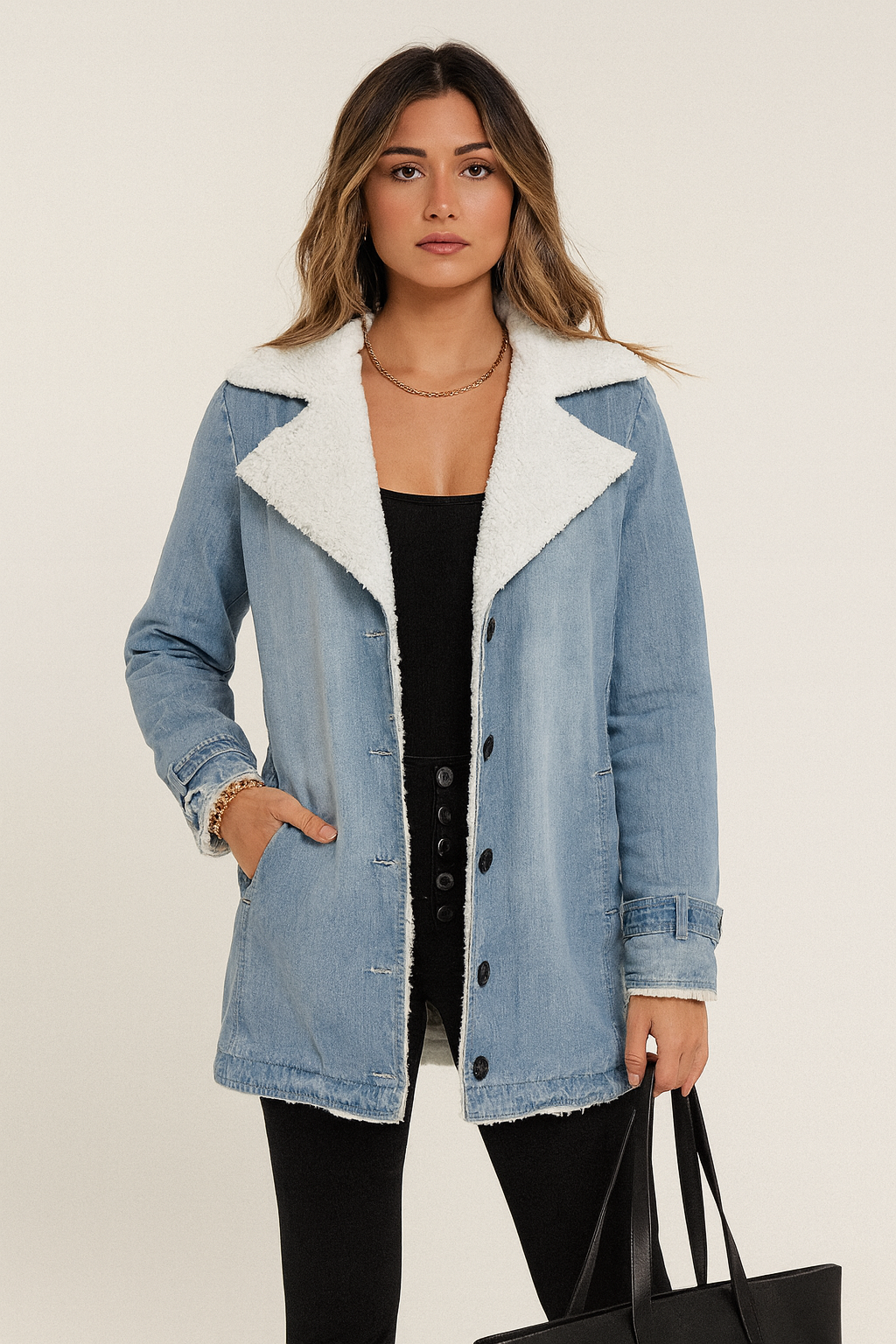 DILIANE | CHAQUETA OLIVIA CREATION CON BORREGUITO INTERIOR