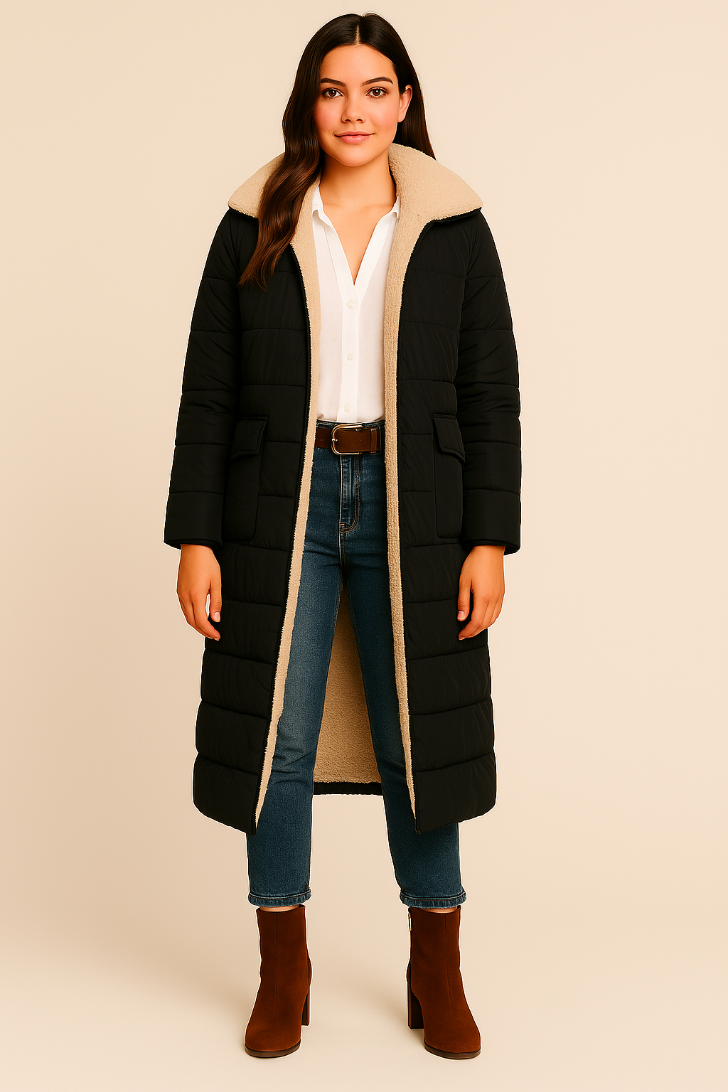 SHAIA | ABRIGO FORRADO CON BORREGUITO