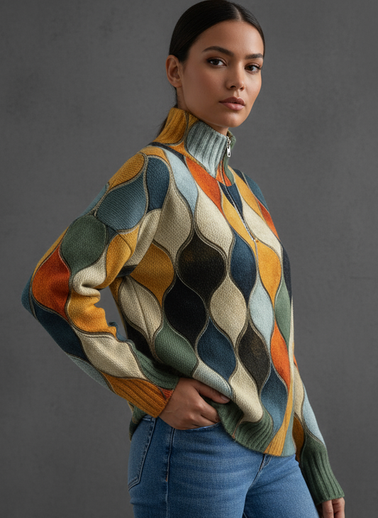 JERSEY DE CUELLO ALTO ROMBOS MULTICOLOR