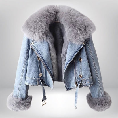 FROST DENIM LUX | CHAQUETA ABRIGO VAQUERA CON PELO