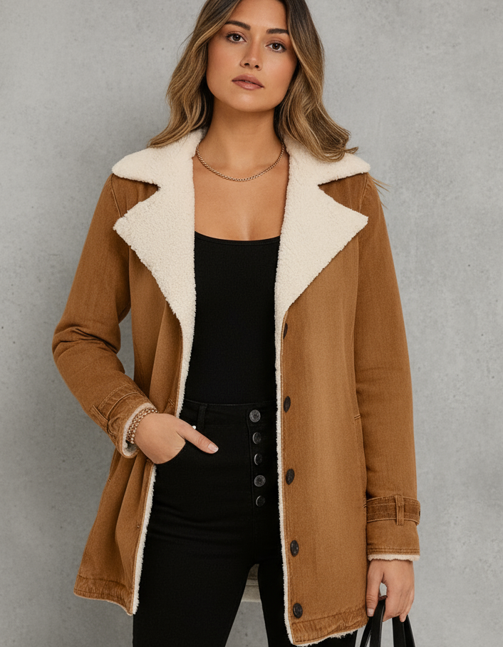 DILIANE | CHAQUETA OLIVIA CREATION CON BORREGUITO INTERIOR