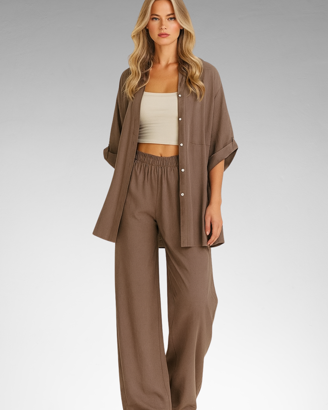 LEONIDA | CONJUNTO DE CAMISA OVERSIZE LINO