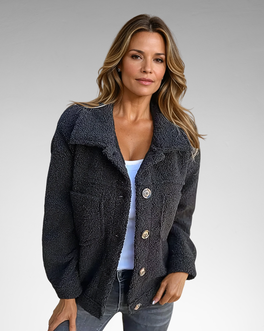 NATALIA | CHAQUETA BORREGO CON BOTONES