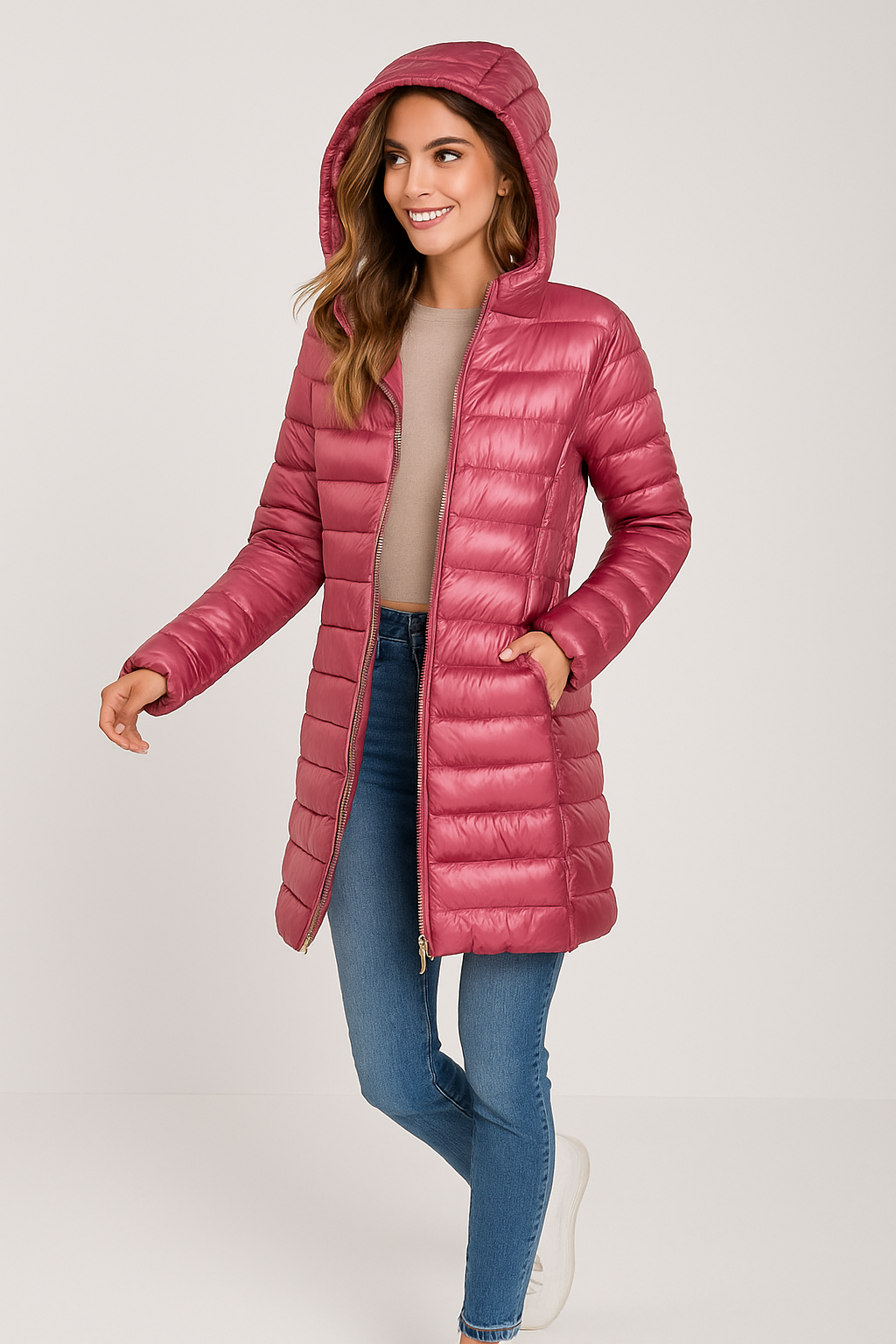 KARMINE | ABRIGO PLUMAS CON CAPUCHA
