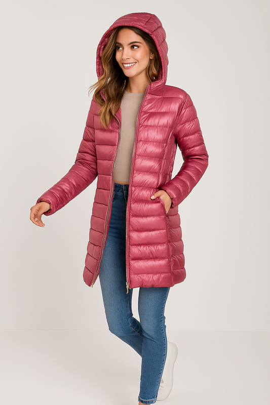 KARMINE | ABRIGO PLUMAS CON CAPUCHA