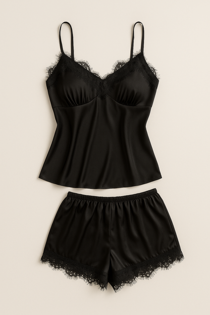 MIDNIGHT | CONJUNTO SATINADO CON ENCAJE SUAVE