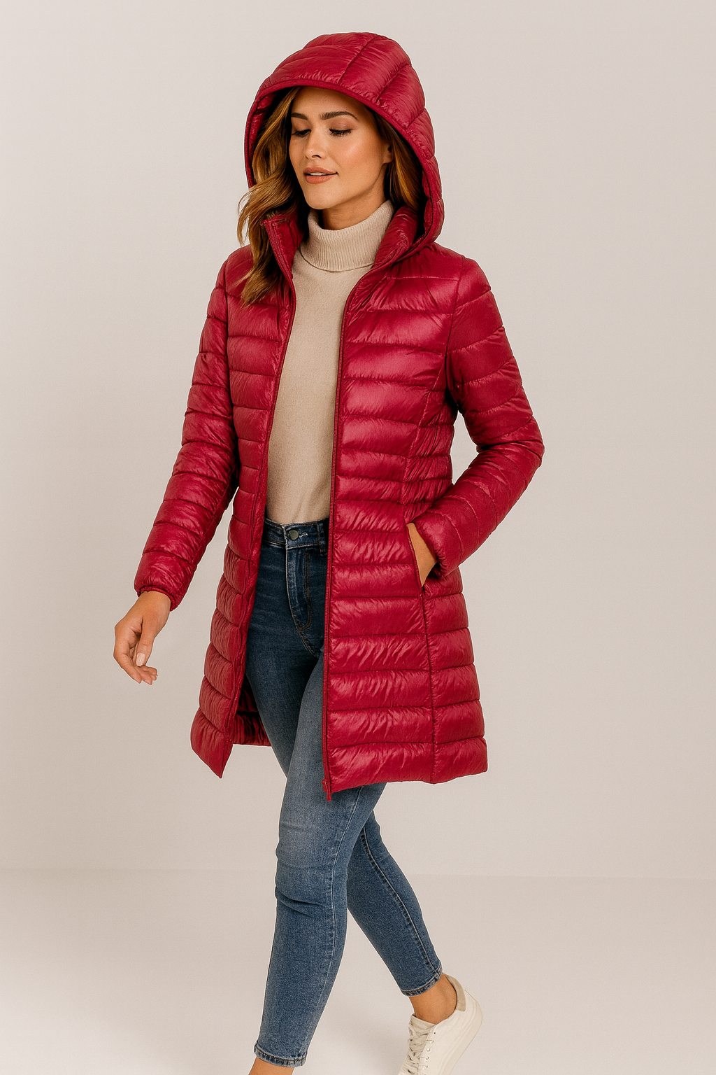 KARMINE | ABRIGO PLUMAS CON CAPUCHA