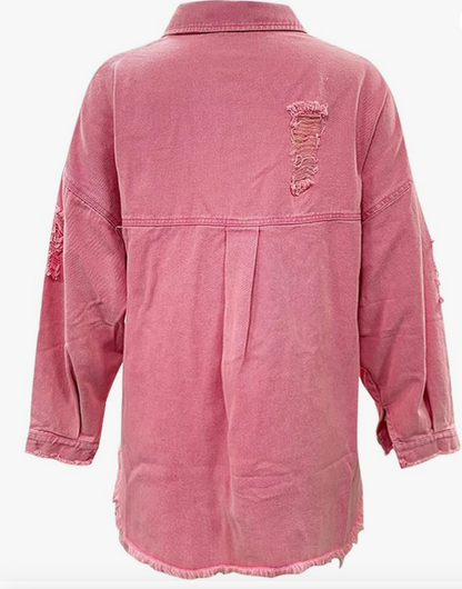 CORAL | CHAQUETA VAQUERA DESGASTADA ROSA