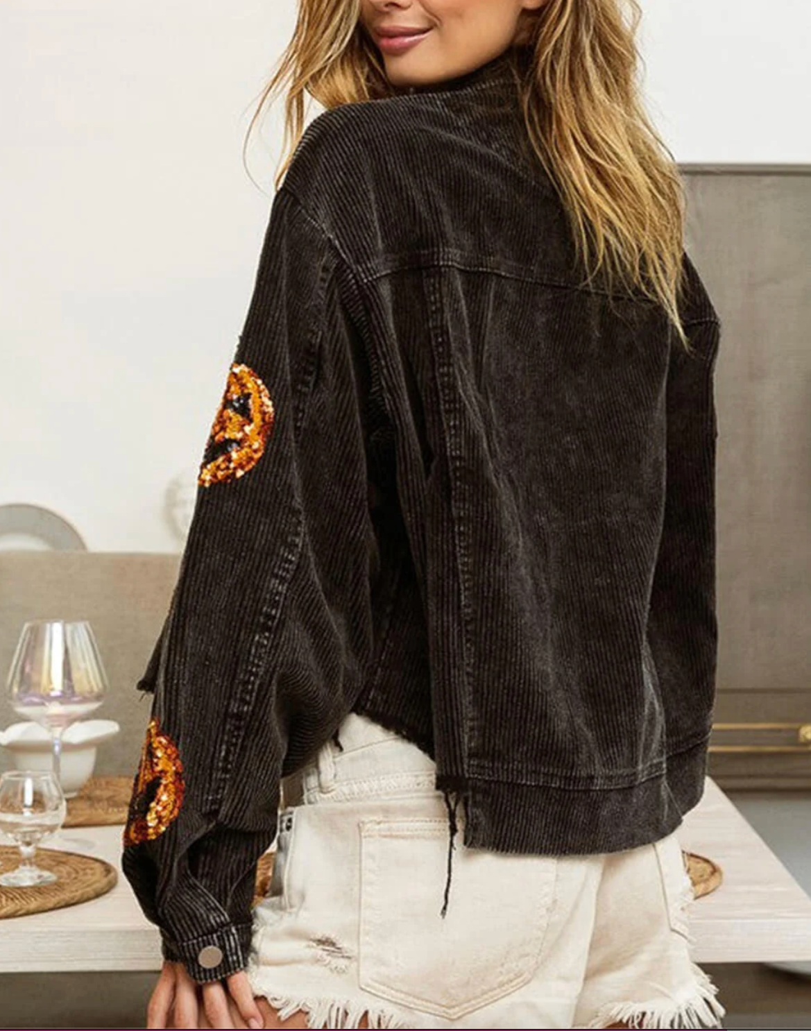 CHAQUETA VAQUERA CON LENTEJUELAS CALABAZAS