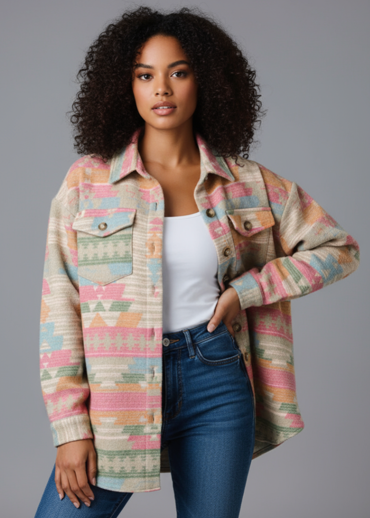ÉTNICA | CHAQUETA EXTRAGRANDE A CUADROS MULTICOLOR