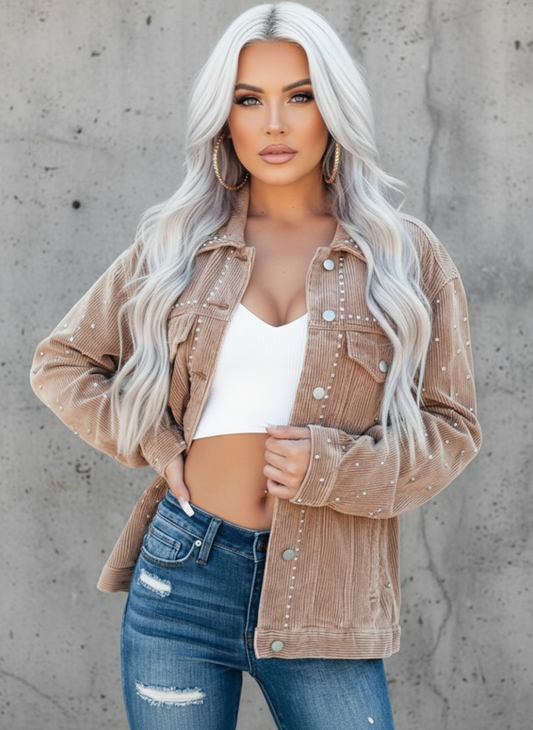 VELVET | CHAQUETA DE PANA CON TACHUELAS METÁLICAS