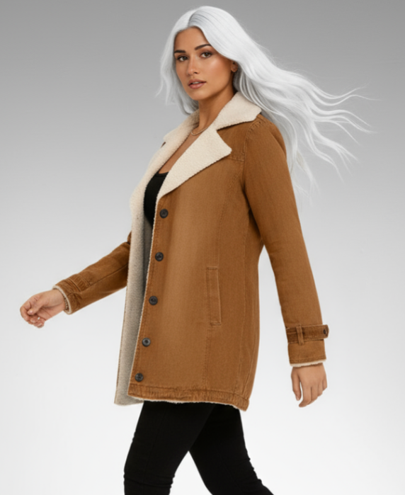 DILIANE | CHAQUETA OLIVIA CREATION CON BORREGUITO INTERIOR