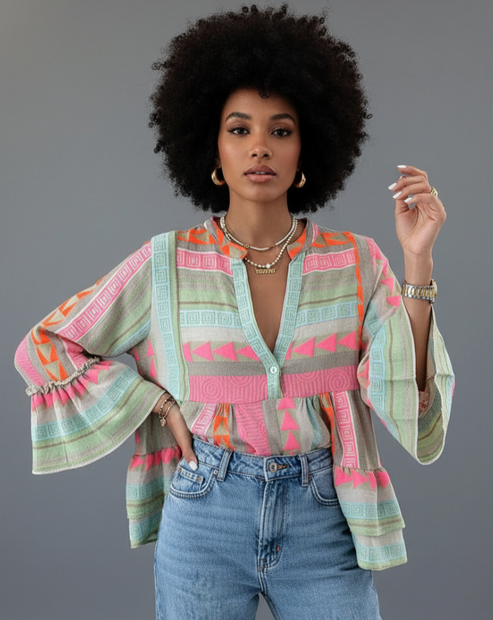 SUNSET | CAMISA BLUSA ESTILO ÉTNICO