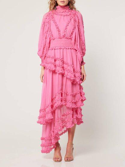 FLORENCE | VESTIDO DE VOLANTES ROSA