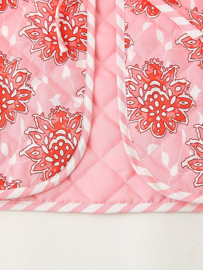 PINK BLUSH | CHALECO ACOLCHADO FLORAL CON LAZOS