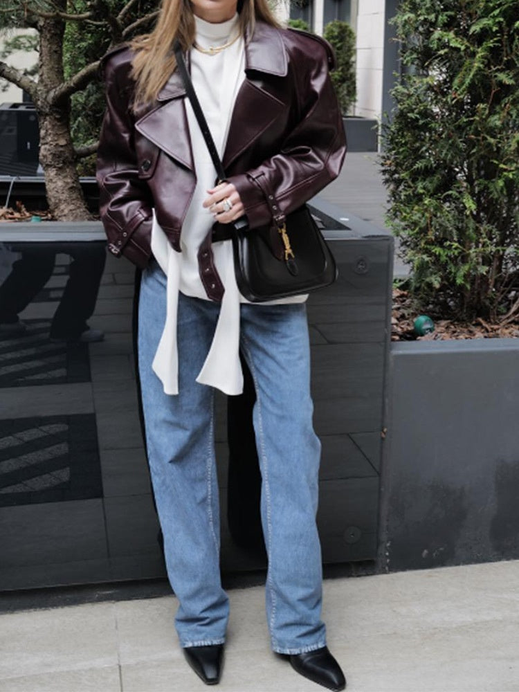 REBEL | CHAQUETA TENDENCIA BURDEOS EN CUERO VEGANO