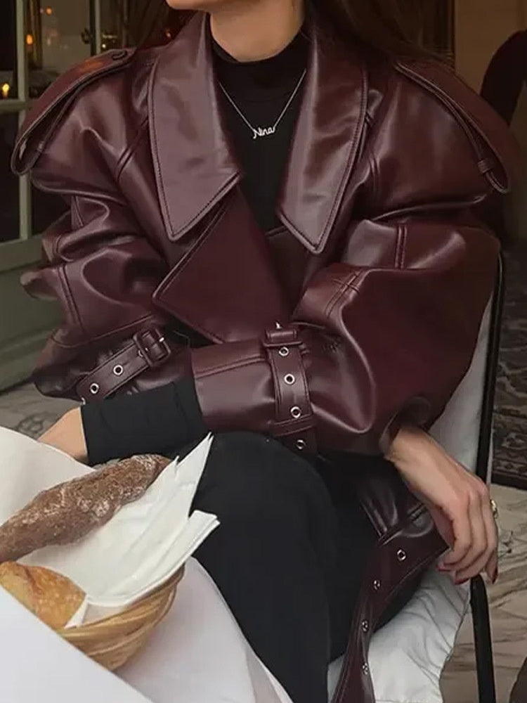 REBEL | CHAQUETA TENDENCIA BURDEOS EN CUERO VEGANO