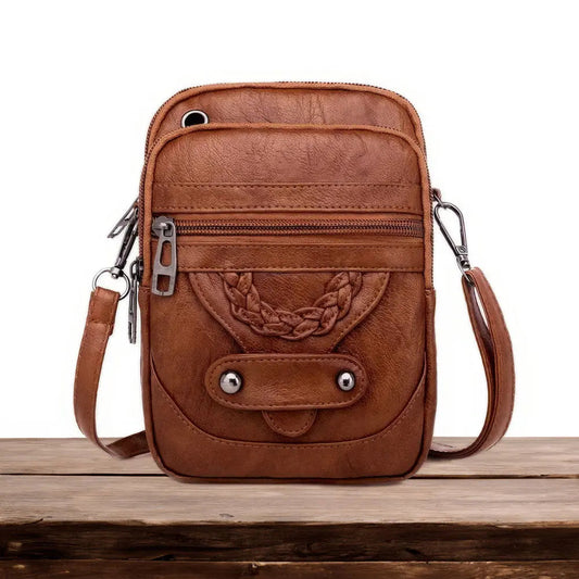 BOLSO RIÑONERA DE PIEL MARRÓN