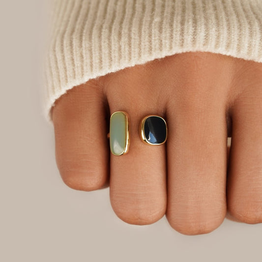 MERIDIA | ANILLO DE GEMAS DORADO ACERO INOXIDABLE