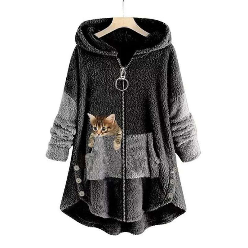 VANDA | CHAQUETA DE PELITO ESTAMPADO DE GATO