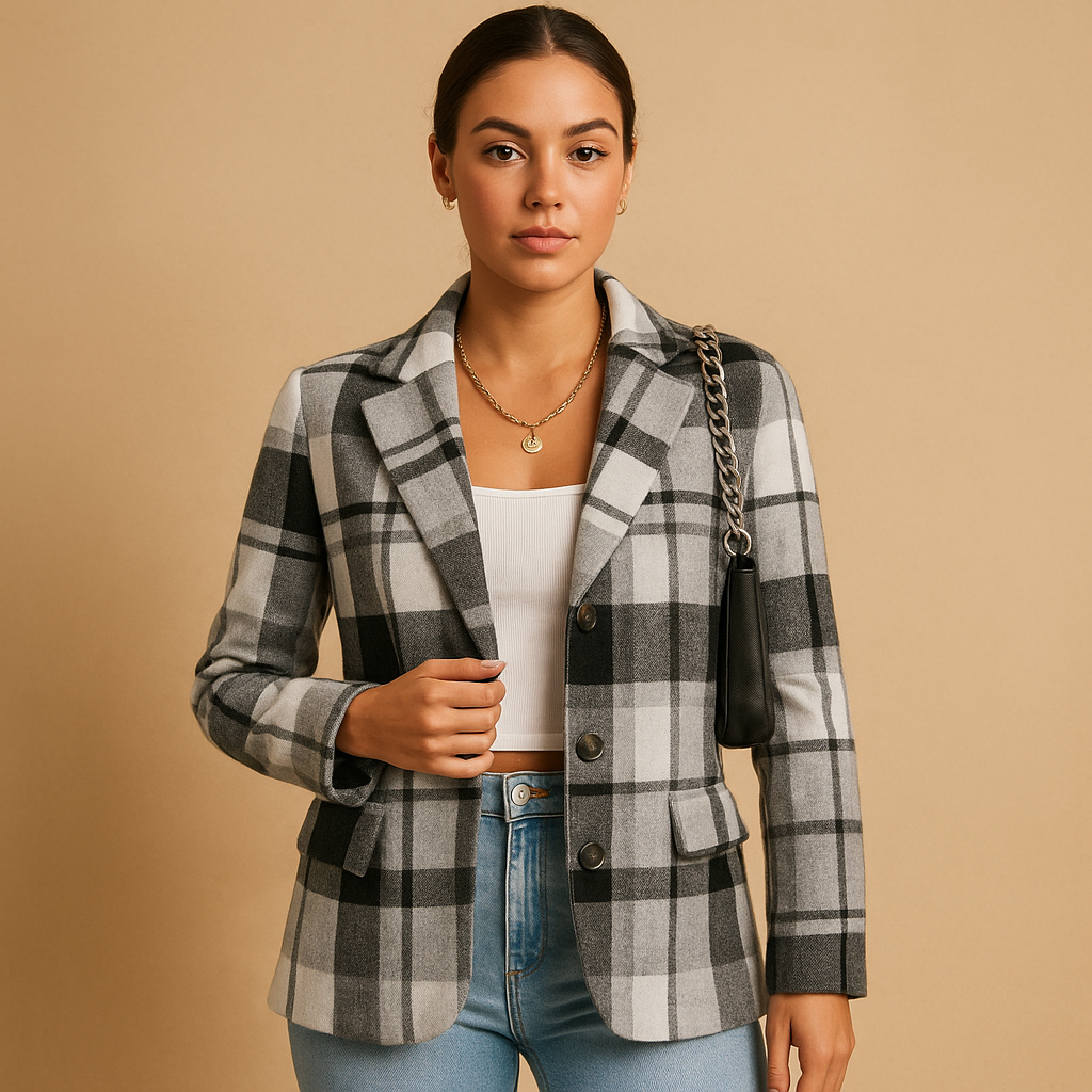 BLAZER A CUADROS OLIVIA COLLECTION