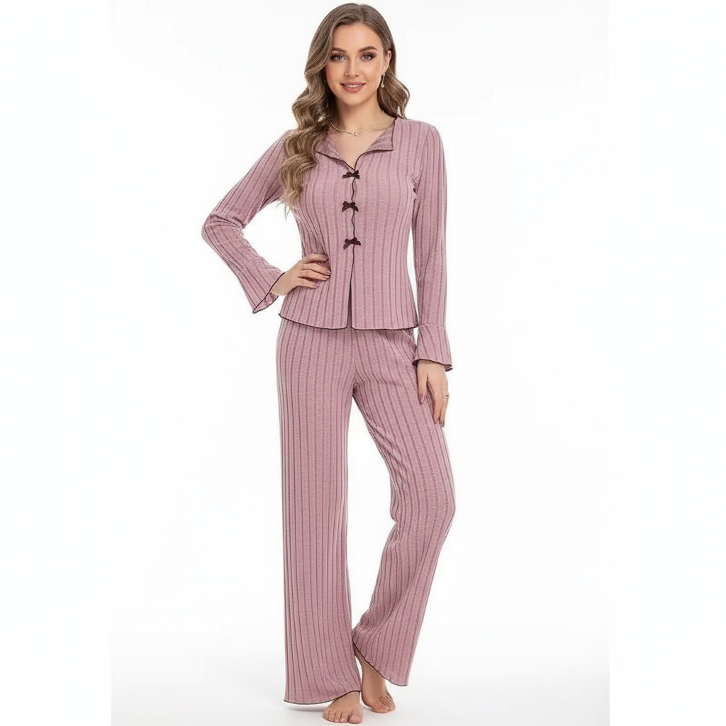 ELEGANCE NIGHT | PIJAMA DE CANALÉ CON LAZOS