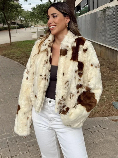 COW | CHAQUETA DE PELO EN ANIMAL PRINT