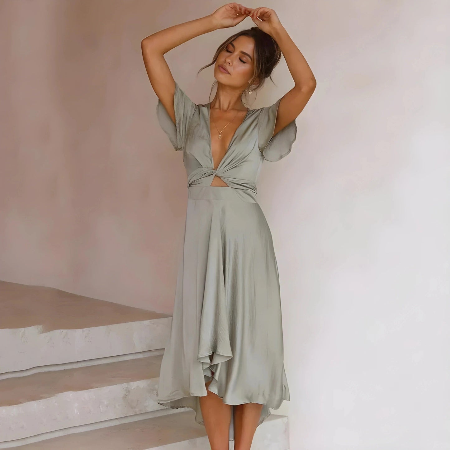 LINA | VESTIDO MIDI CON NUDO