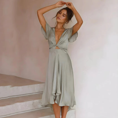 LINA | VESTIDO MIDI CON NUDO