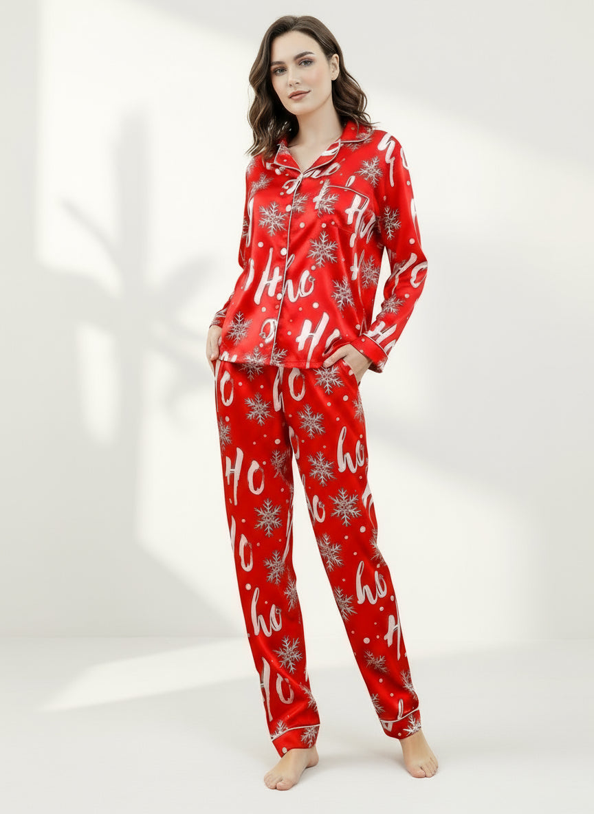 PIJAMA HO HO  NAVIDAD SATINADO